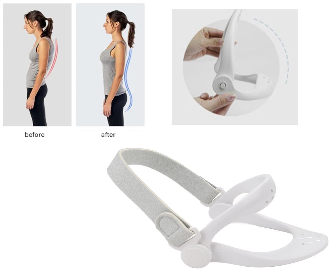 360°Adjustable Neck Brace - Cervical Collar with Neck Stretcher | Neck Orthotics for Forward Head Posture Correction and Cervical Spine Support and Alleviating Pressure (White)